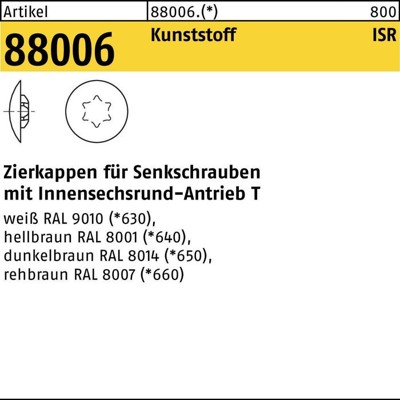 Kappen ART 88006 für TORX® 25 x 13,5/5 h. braun RAL 8001 S von Nobrand