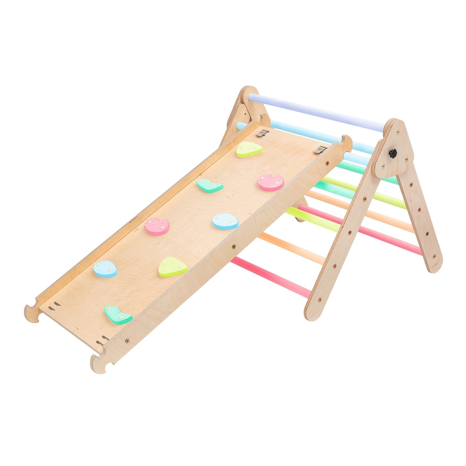 KateHaa Kletterdreieck mit Kletterwand Holz Pastell von -