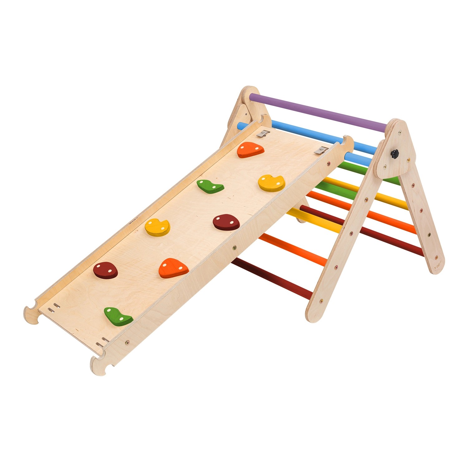 KateHaa Kletterdreieck mit Kletterwand Holz Regenbogen von -