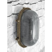 Kellerlampe Echt-Messing Glas 26 cm breit IP64 E27 von Andromeda