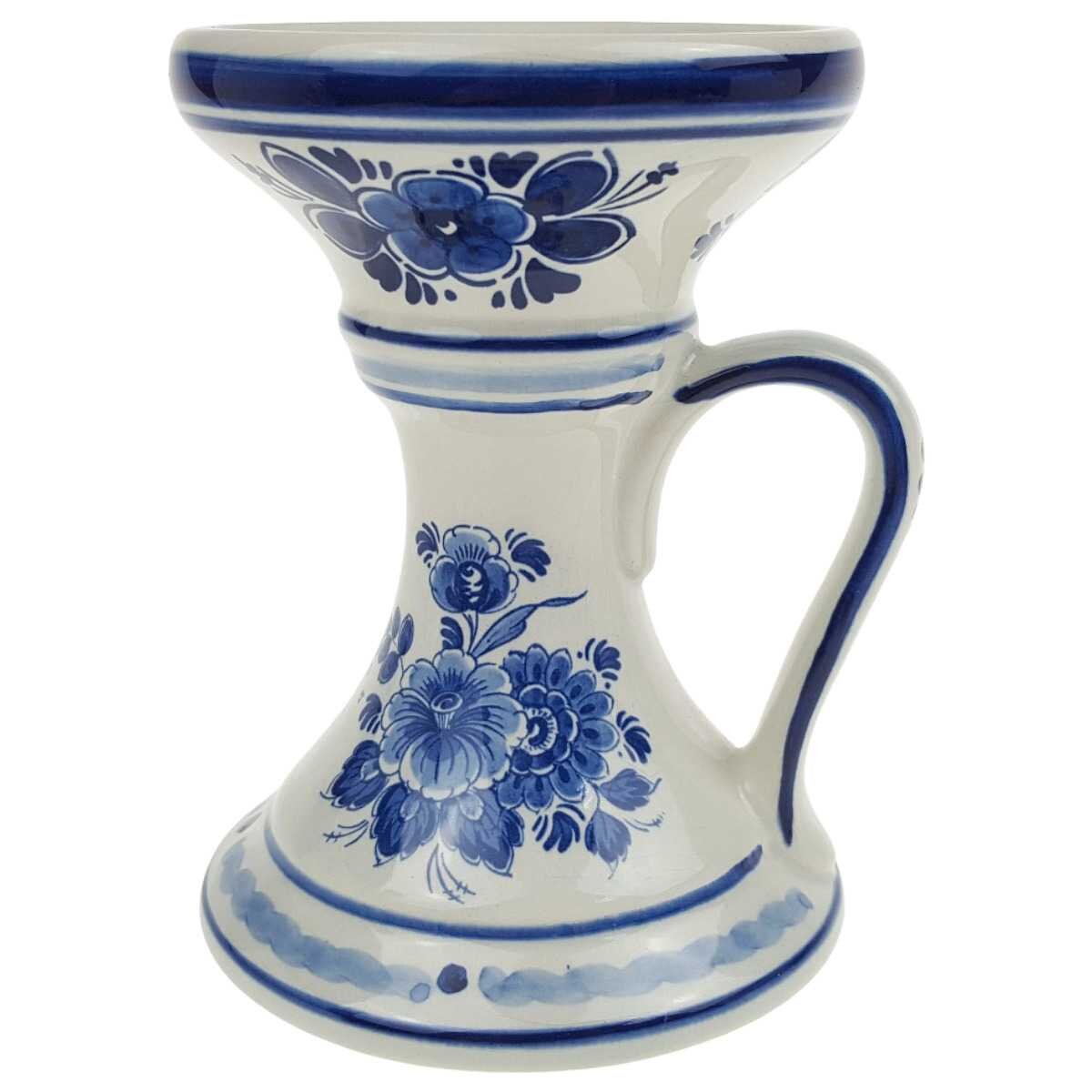 Kerzenhalter mit Henkel Handwerk Delfts Blumendekor gebraucht - gut