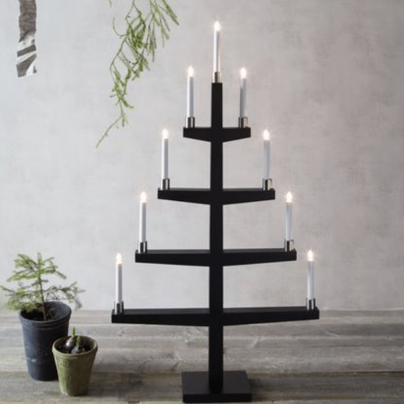 Kerzenleuchter "Tall" - 9 Arme - warmweiße Glühlampen - H: 110cm, L: 61cm - Schalter - Schwarz/Silber Kerzenleuchter "Tall" - 9 Arme - warmweiße Glühlampen - H: 110cm, L: 61cm - Schalter - Schwarz/Silber von StarTrading