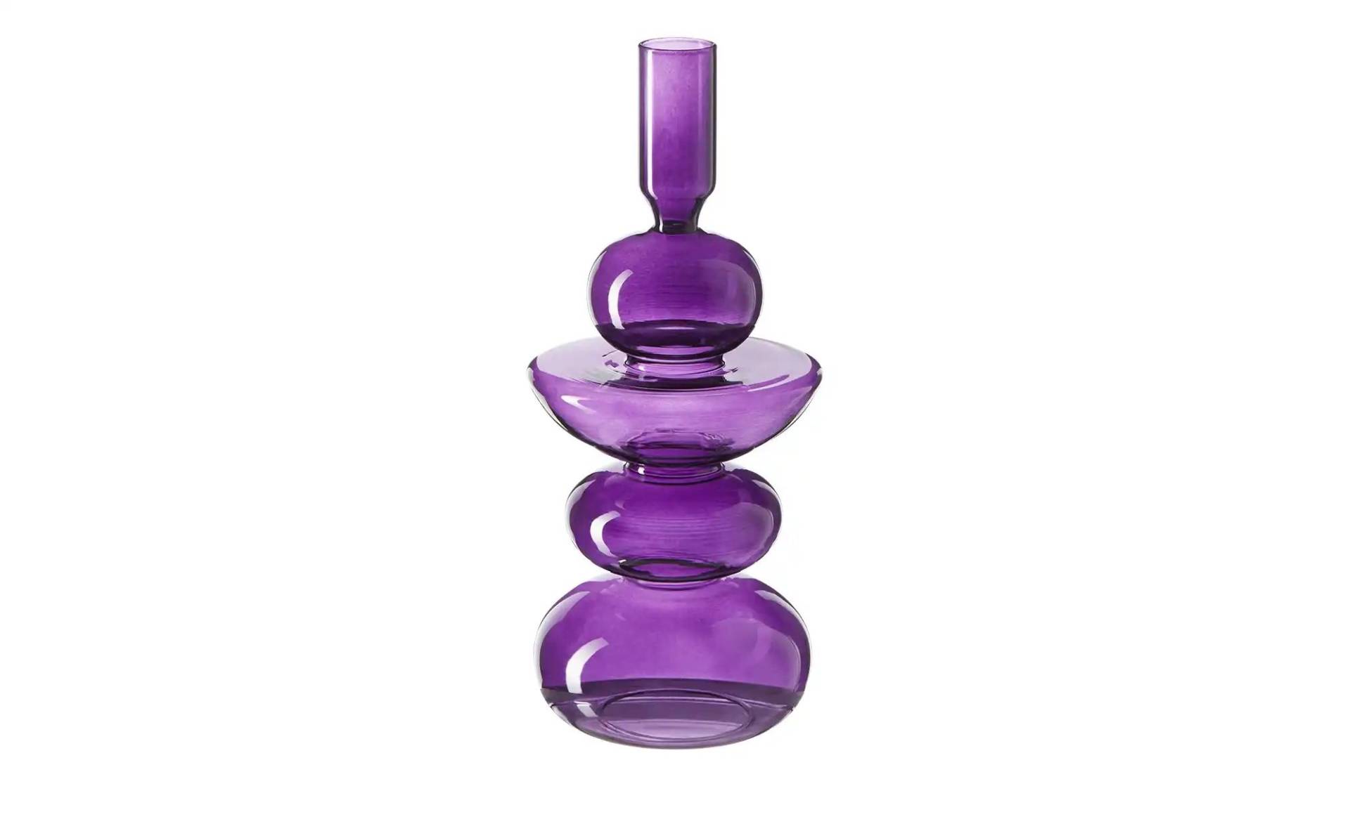 Kerzenständer ¦ lila/violett ¦ Glas  ¦ Maße (cm): H: 21,5  Ø: 9 Accessoires > Kerzen & Lichter > Kerzenständer - Höffner