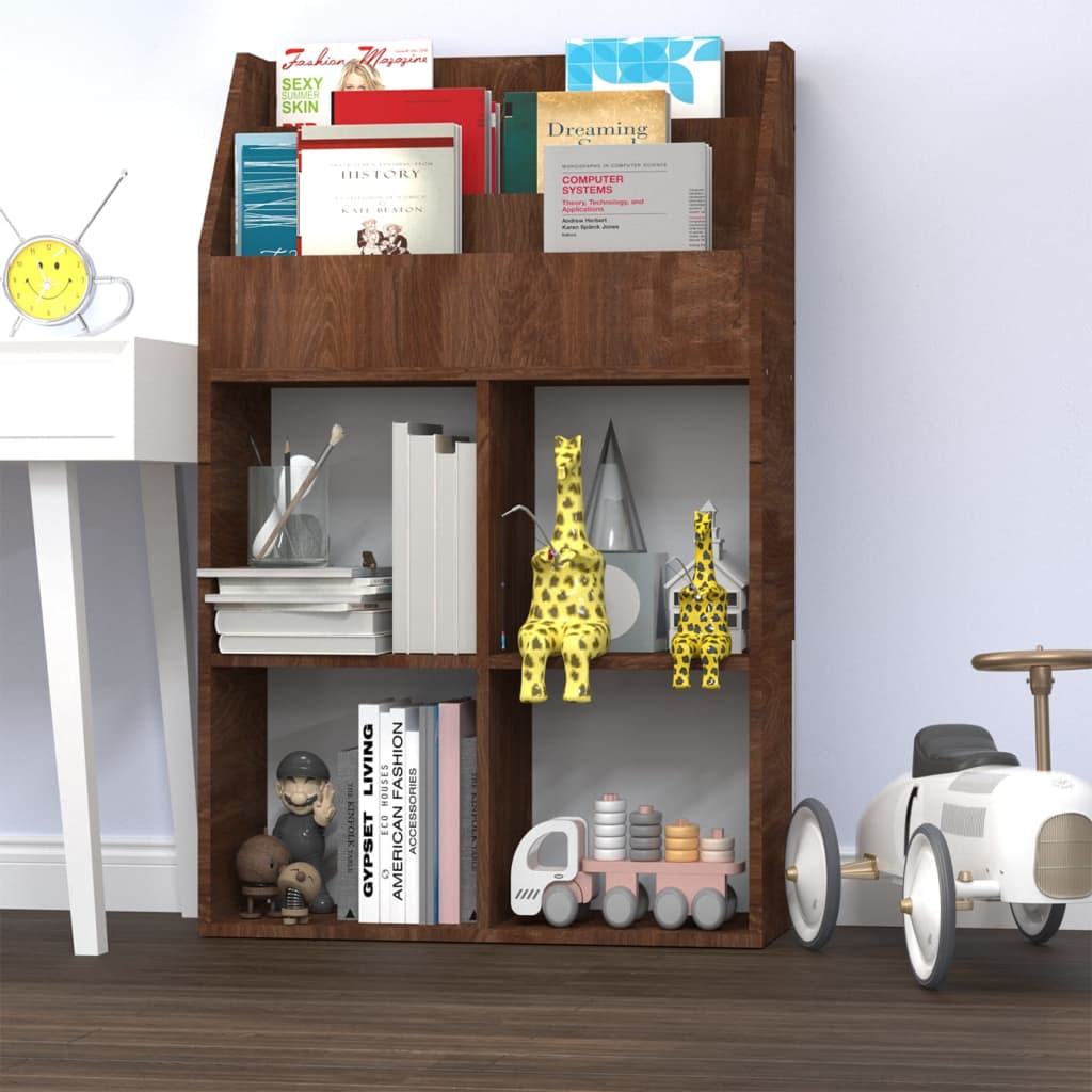 Kinder-Bücherregal Braun Eichen-Optik 71x30x114cm Holzwerkstoff Räuchereiche 1 Kinder-Bücherregal Braun Eichen-Optik 71x30x114cm Holzwerkstoff Räuchereiche 1