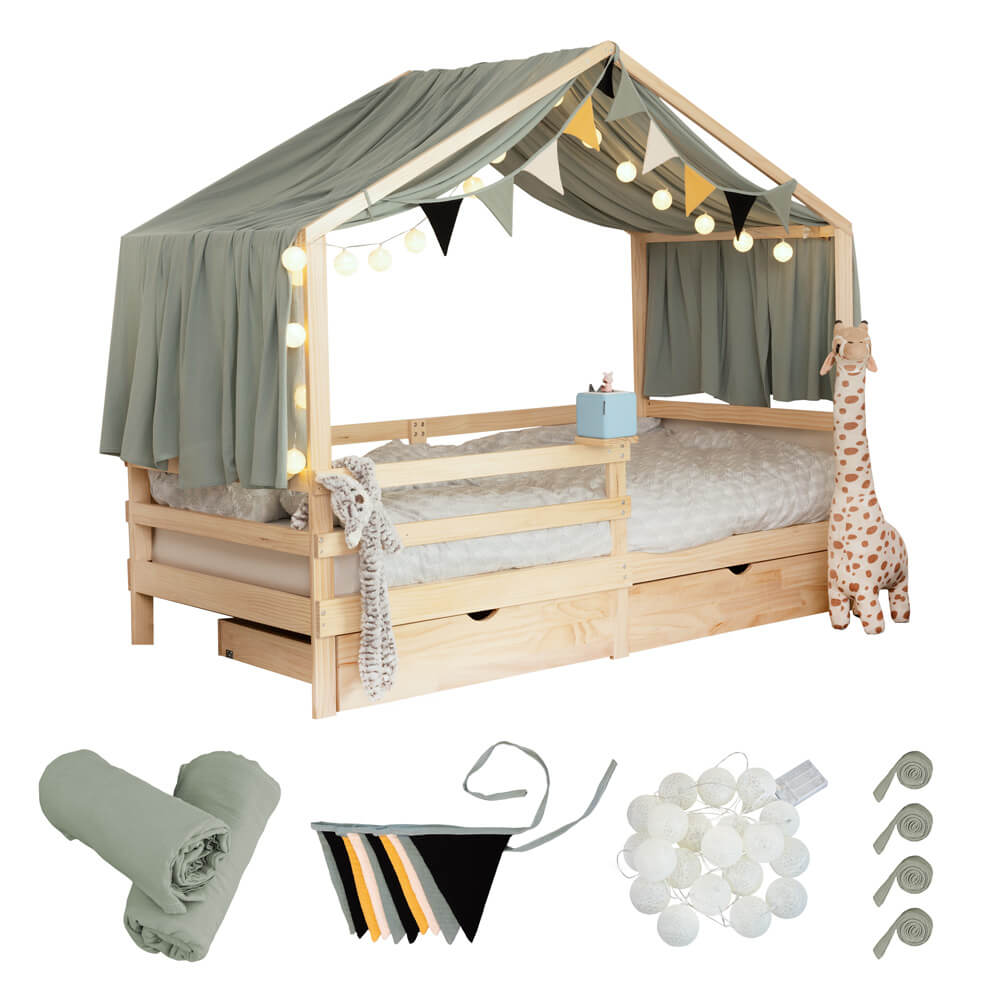 Kinderbett Deko Set VELINDO Khaki