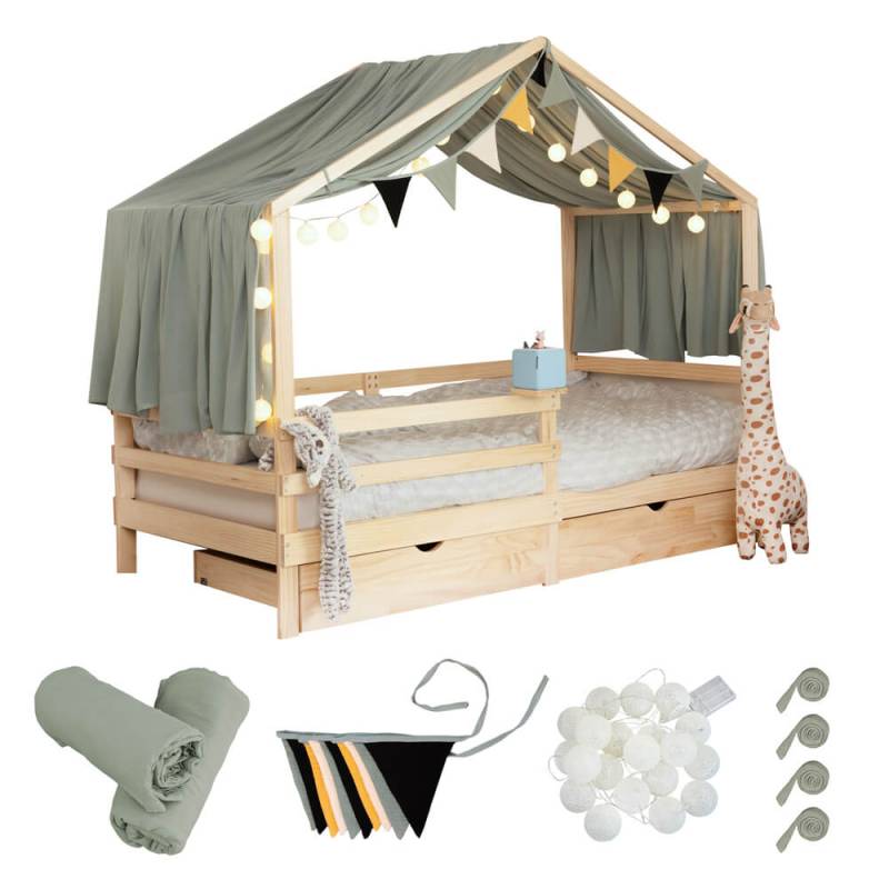 Kinderbett Deko Set VELINDO Khaki