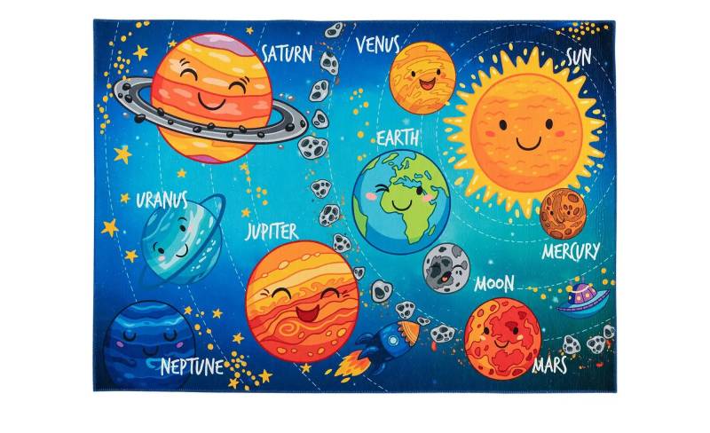 Kinderteppich  Solarsystem ¦ mehrfarbig ¦ Synthetische Fasern ¦ Maße (cm): B: 120 H: 0,5 Teppiche > Kinderteppiche - Höffner
