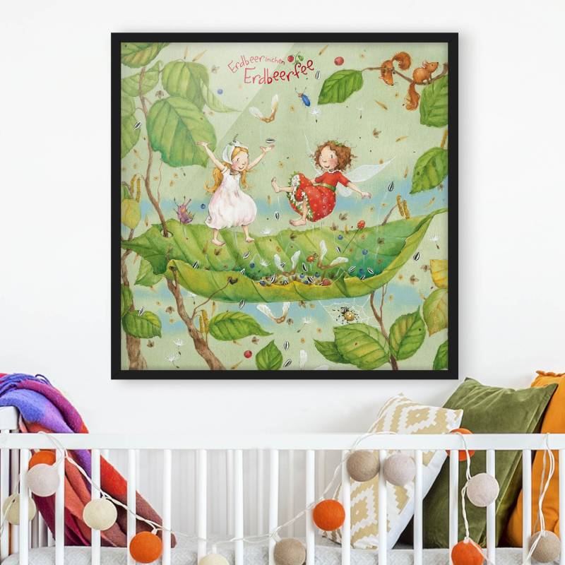Kinderzimmer Bild mit Rahmen Erdbeerinchen Erdbeerfee - Trampolin