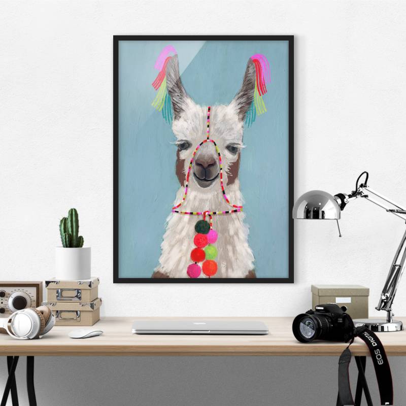 Kinderzimmer Bild mit Rahmen Lama mit Schmuck III