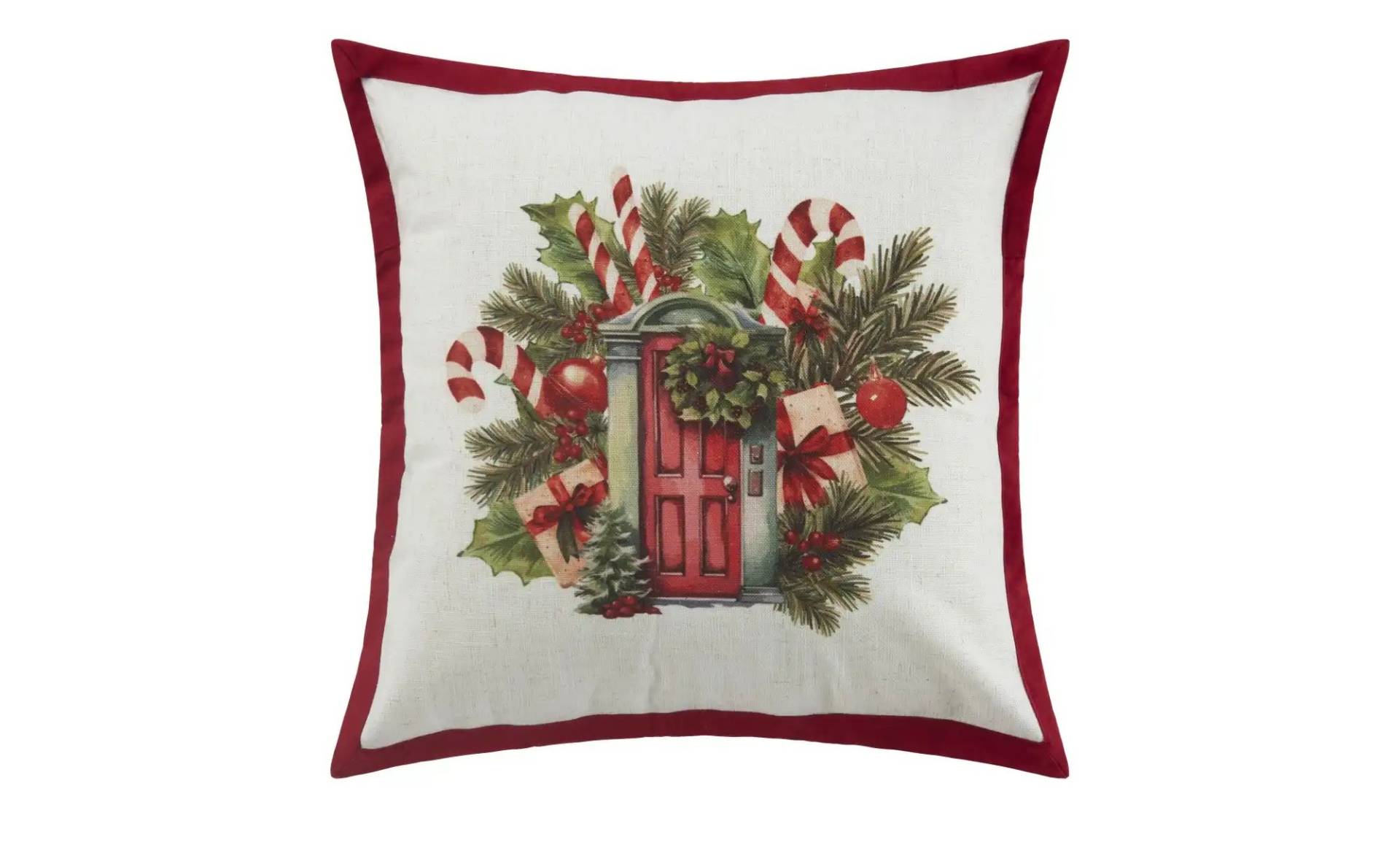 Kissen  Weihnachtskranz ¦ rot ¦ Maße (cm): B: 45 Weihnachten - Höffner