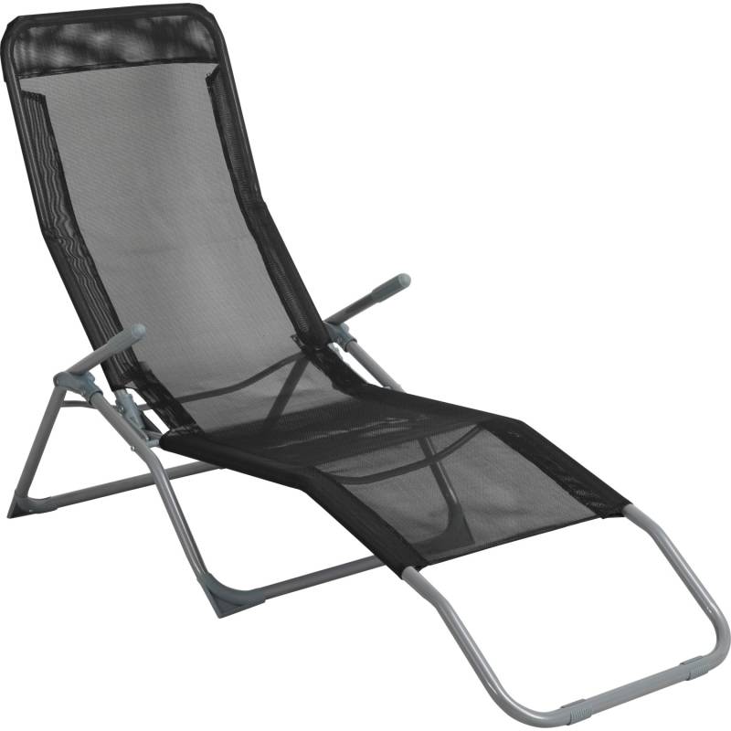 Sonnenliege Pando Schwarz 140 cm x 61 cm x 57-96,5 cm klappbar