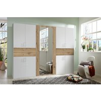 Kleiderschrank 270 cm breit mit Spiegel TAIGA Weiß / Braun