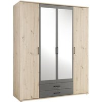 Kleiderschrank 160 breit mit Spiegel und Schubladen CHICAGO Artisan Eiche / Anthrazit