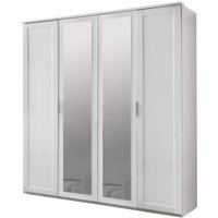 Kleiderschrank Landhaus Stil mit Spiegel 180 cm breit Weiß NADJA