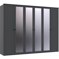 großer Schrank mit Spiegel 270 cm breit CHALET Grau