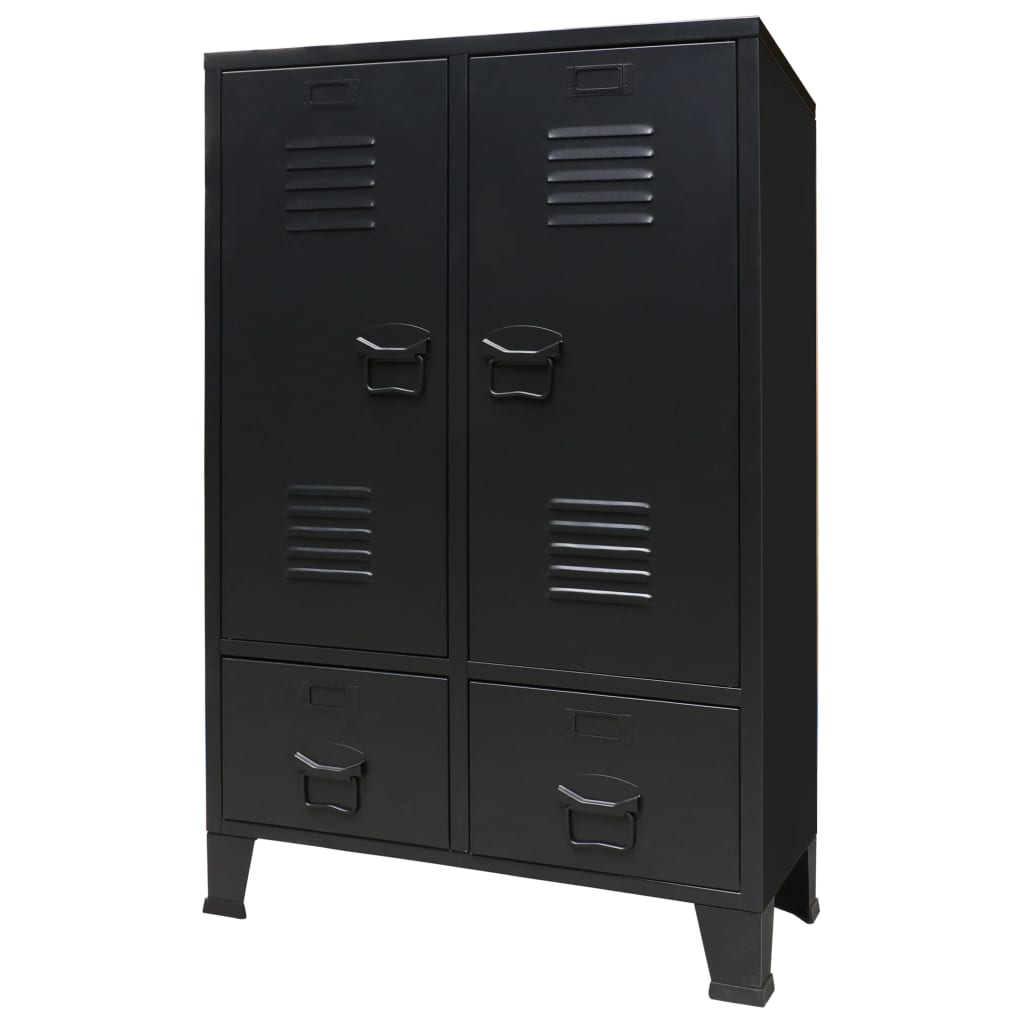 Kleiderschrank Metall Industrie-Stil 67 x 35 x 107 cm Schwarz Schwarz 1 Kleiderschrank Metall Industrie-Stil 67 x 35 x 107 cm Schwarz Schwarz 1