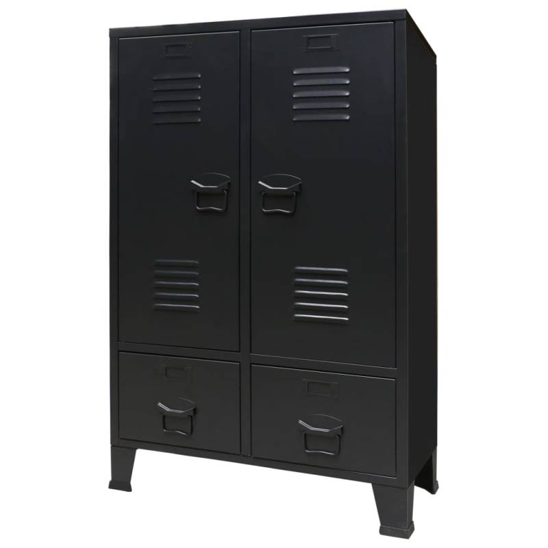 Kleiderschrank Metall Industrie-Stil 67 x 35 x 107 cm Schwarz Schwarz 1