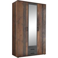 Kleiderschrank 120 cm breit mit Spiegel und Schubladen CHICAGO Old Style
