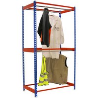 Proregal Kleiderstangenregal Metal Doppel HxBxT 300x120x75cm Blau/Orange Kleiderständer Garderobe Klamottenregal Stangenregal Regal von PROREGAL - ZERTIFIZIERTE QUALITÄTSPRODUKTE