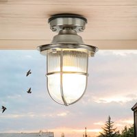 Kleine Deckenleuchte außen E27 Messing Riffelglas Maritim von Lido Light Fixture Man. LTD