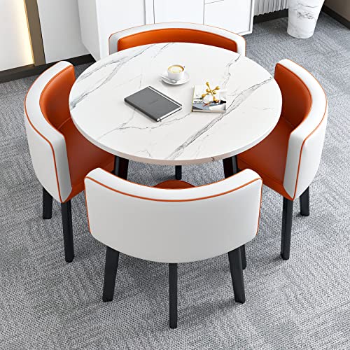 Kleines Büro, Empfangsraum, Clubtisch und Stuhl-Set, Verhandlungstisch, runder Verkaufstisch, einfacher Küchen-Esstisch 80/90 cm, 1 Tisch, 4 Stühle, Wohnzimmertisch und Stuhl-Kombination, Zu