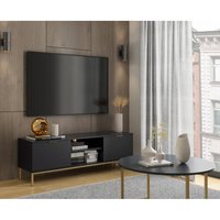 TV-Lowboard mit rundem Couchtisch, 80cm, in Marineblau PERIA-132