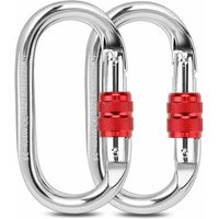 Kletterkarabiner, 2 Stück Sicherheitskarabiner 25KN O-Form Karabiner zum Klettern, Abseilen, Hängematten, Hundeleine, Flasche von START