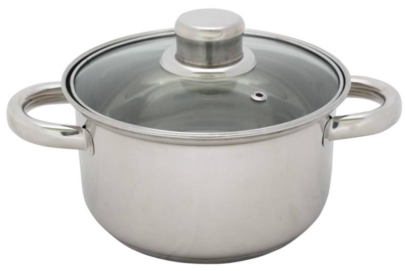 Kochtopf Edelstahl mit Glasdeckel 5,2 L 24 cm Topf Kochen