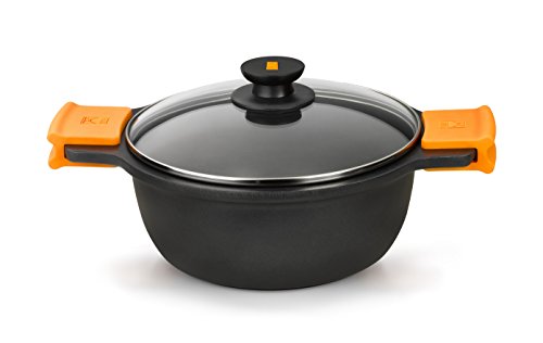 BRA Efficient Hoher Kochtopf mit Glasdeckel und Silikongriffen, Aluminium, schwarz, 20 cm, 4 BRA Efficient Hoher Kochtopf mit Glasdeckel und Silikongriffen, Aluminium, schwarz, 20 cm, 4 von BRA