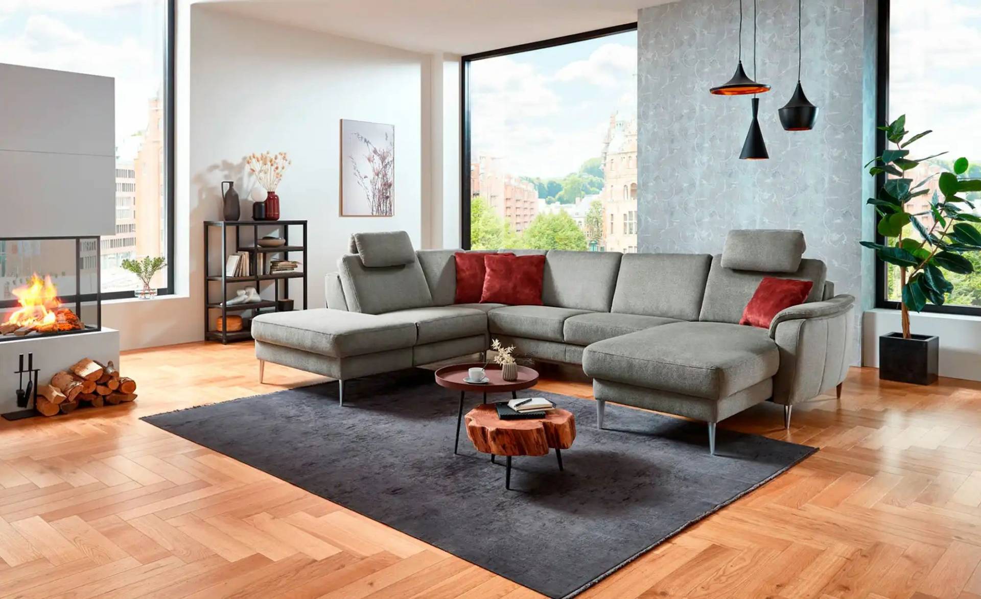 Kollektion Kraft Wohnlandschaft  Lina ¦ grau ¦ Maße (cm): B: 314 H: 86 T: 227 Polstermöbel > Sofas > Schlafsofas - Möbel Kraft