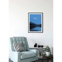 Komar Wandbild Word Lake Hush Blue Natur B/L: ca. 30x40 cm von Komar