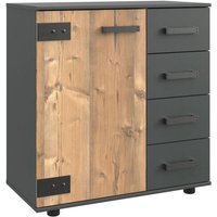 Kombikommode 1-türig mit 4 Schubladen STOCKHOLM von Wimex Silver FIR NB / Graphit