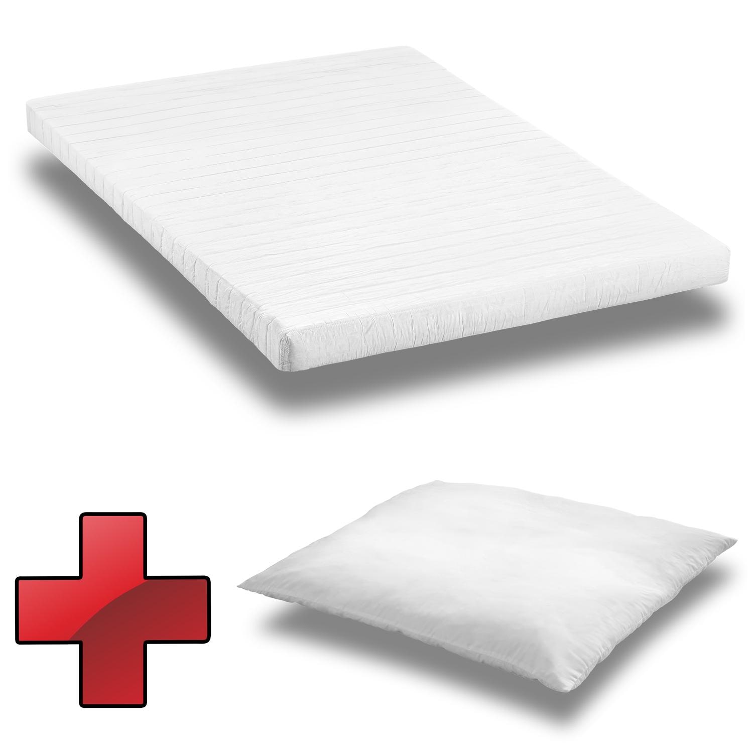 Komfortschaummatratze K10 Matratze 140x200 cm + CloudComfort Basic Mikrofaser Kopfkissen 80x80 cm Komfortschaummatratze K10 Matratze 140x200 cm + CloudComfort Basic Mikrofaser Kopfkissen 80x80 cm
