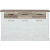 Kommode 3-trg 3 Schubladen Duro von Forte Pinia Weiss / Eiche Antik