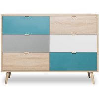 Kommode CUBA 3  von Finori Sonoma Eiche / Tricolor