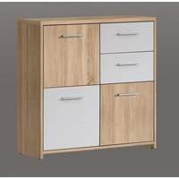 Kommode Quadro 3-türig mit 2 SK Sonoma Eiche/Weiß