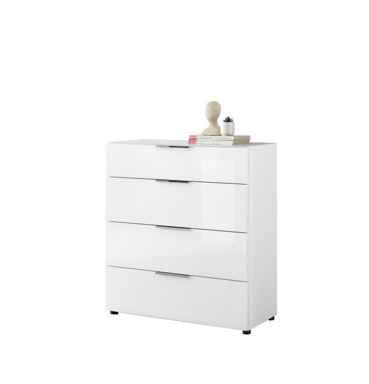 Kommode SANTORIN in weiß, Abs. weiß Glas