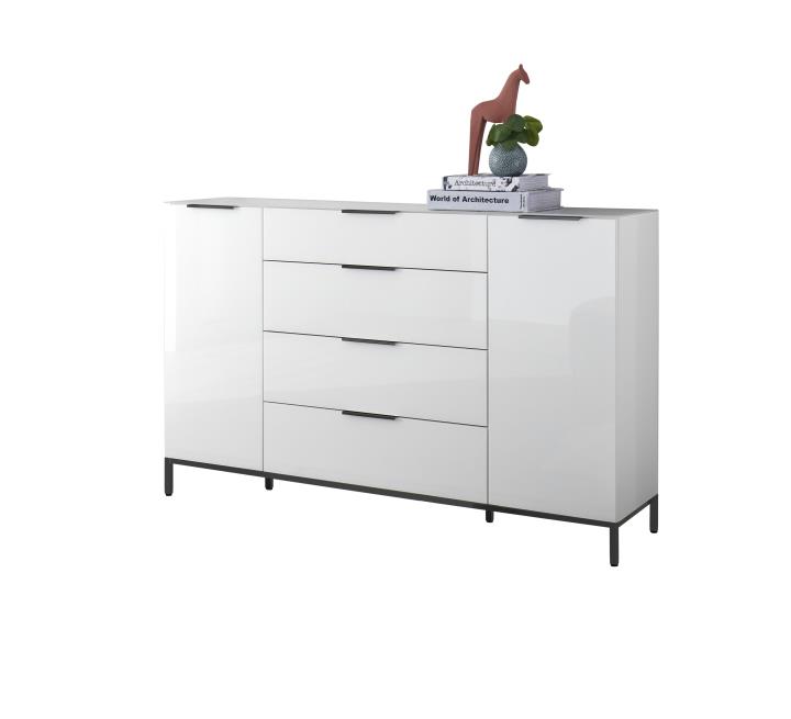 Kommode SANTORIN in weiß, Abs. weiß Glas