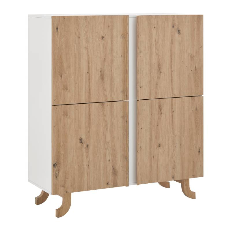 Highboard Vira Weiß/Kiefer Echtholz/MDF
