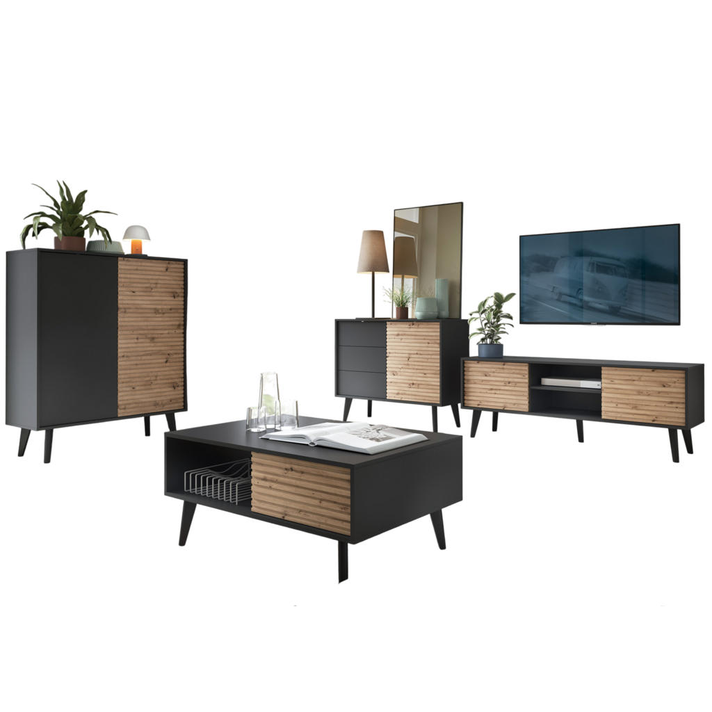 Komodee WOHNWAND Schwarz Komodee WOHNWAND Schwarz