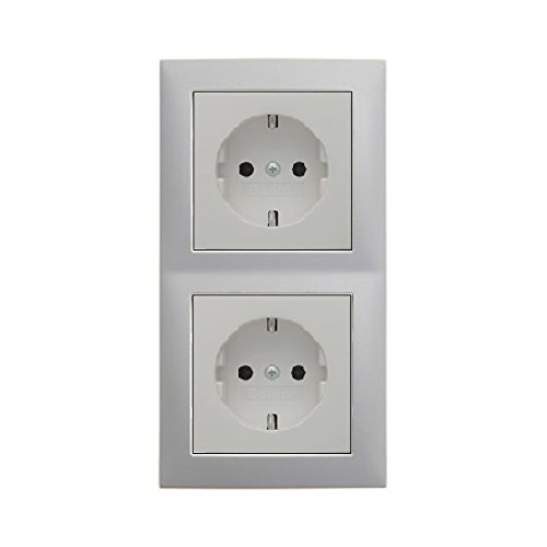 Komplett-Set Berker S.1 Abdeckrahmen, 2-fach - Polarweiß, glänzend mit 2x Steckdose Schuko -BERKER- -weiß- von Berker