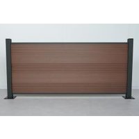 Komplettset WPC Zaun / Sichtschutz / Steckzaun, braun 950 mm (Höhe) x 20 mm (Stärke) x 1800 (Breite) mm, Zaunhöhe inkl. Start und Abschlussprofil (Serie WoodoTexel ohne Pfosten) von woodstore24