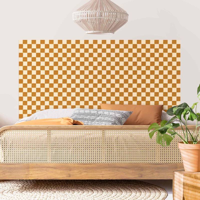 Kopfteil Bett Retro Schachmuster Ockergelb