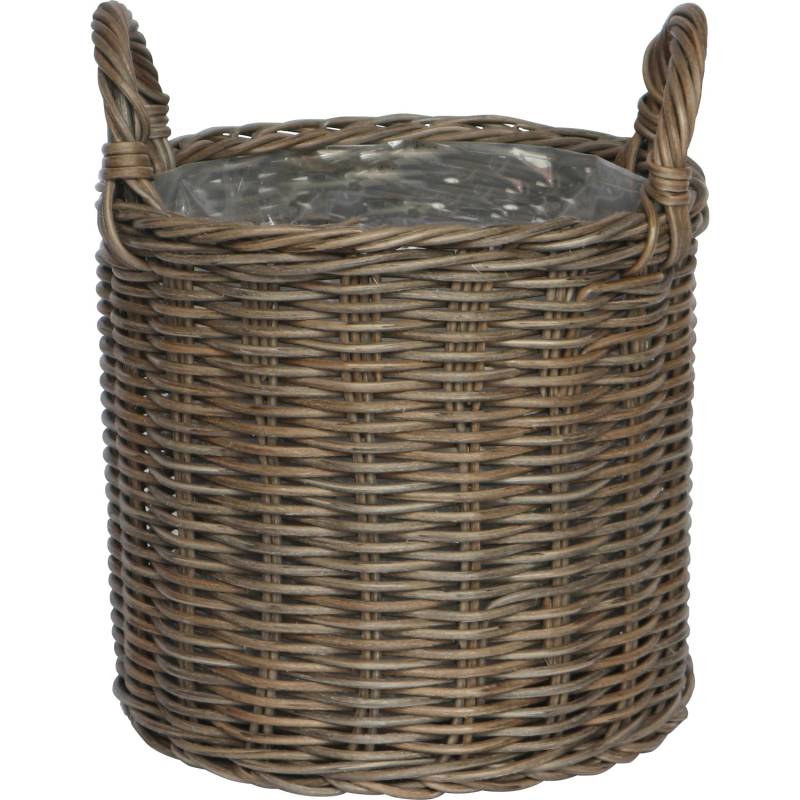 Korb mit Griffen aus Polyrattan 27,5 cm x 27,5 cm x 31,5 cm Grau