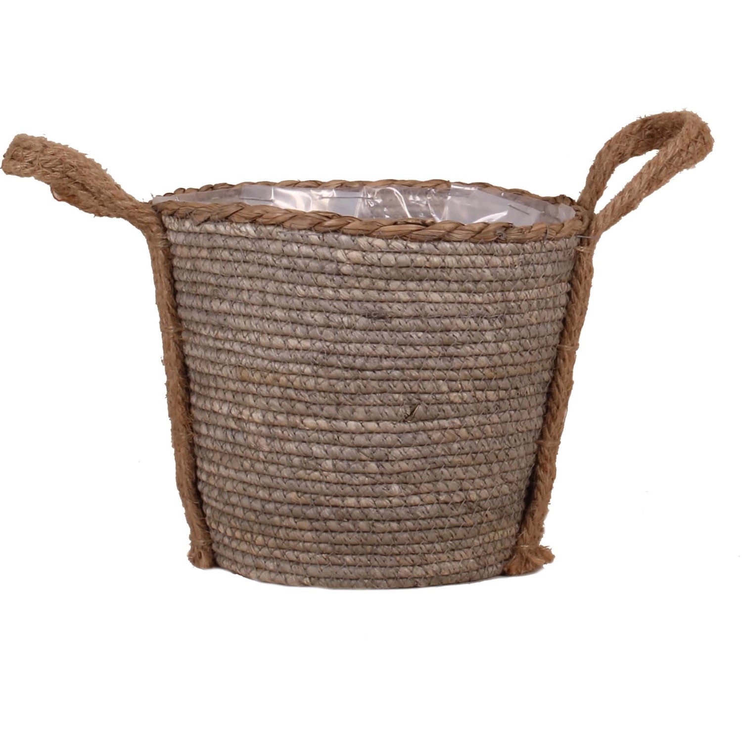 Korb mit Henkeln aus Seegras und Hanf Ø 24 cm x 18 cm Dunkelbraun Korb mit Henkeln aus Seegras und Hanf Ø 24 cm x 18 cm Dunkelbraun