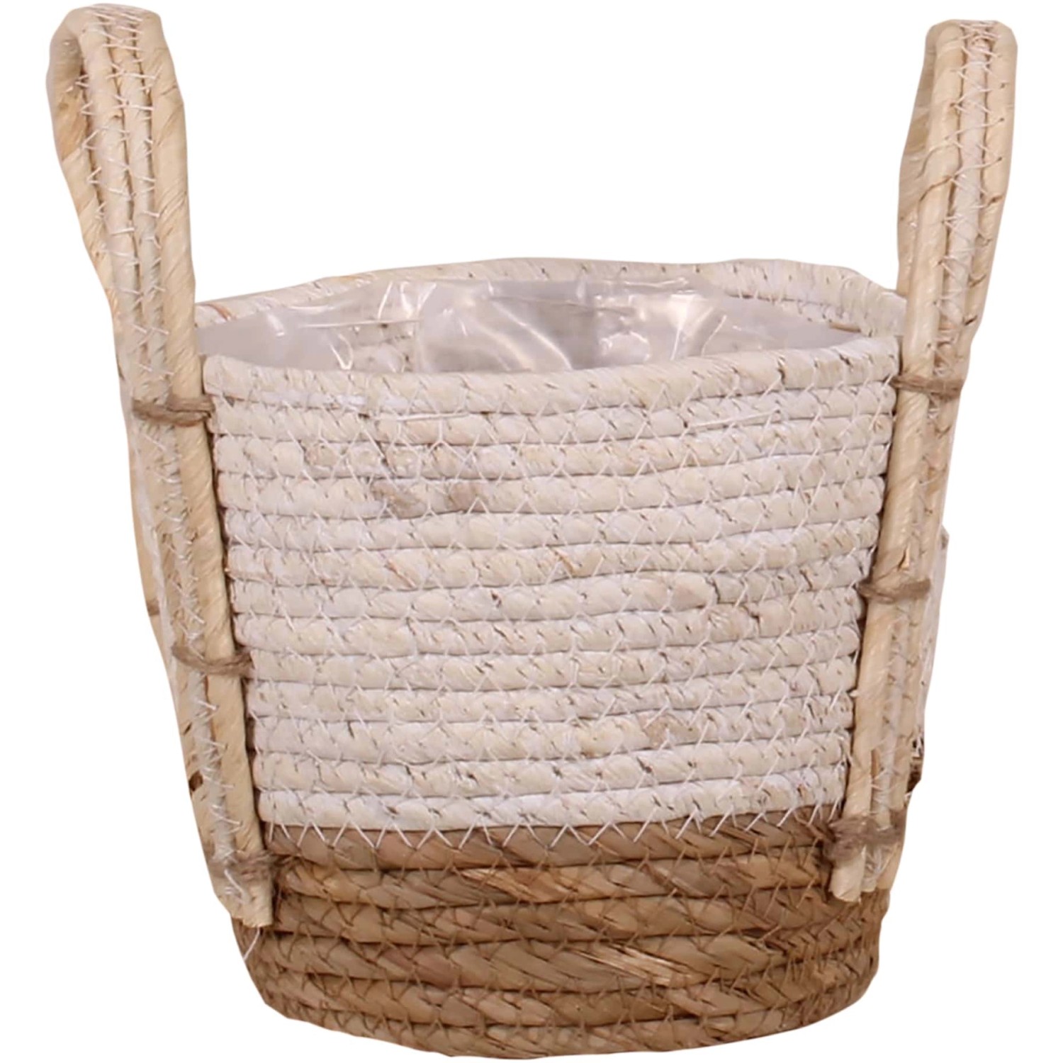 Korb mit Henkeln aus Stroh und Seegras Ø 15 cm x 14 cm Weiß Korb mit Henkeln aus Stroh und Seegras Ø 15 cm x 14 cm Weiß