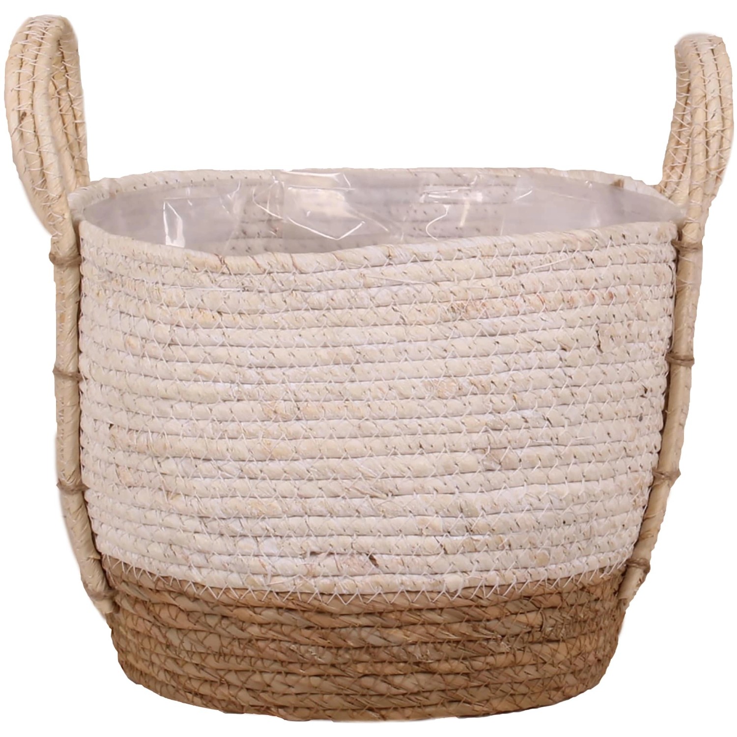 Korb mit Henkeln aus Stroh und Seegras Ø 24 cm x 20 cm Weiß Korb mit Henkeln aus Stroh und Seegras Ø 24 cm x 20 cm Weiß