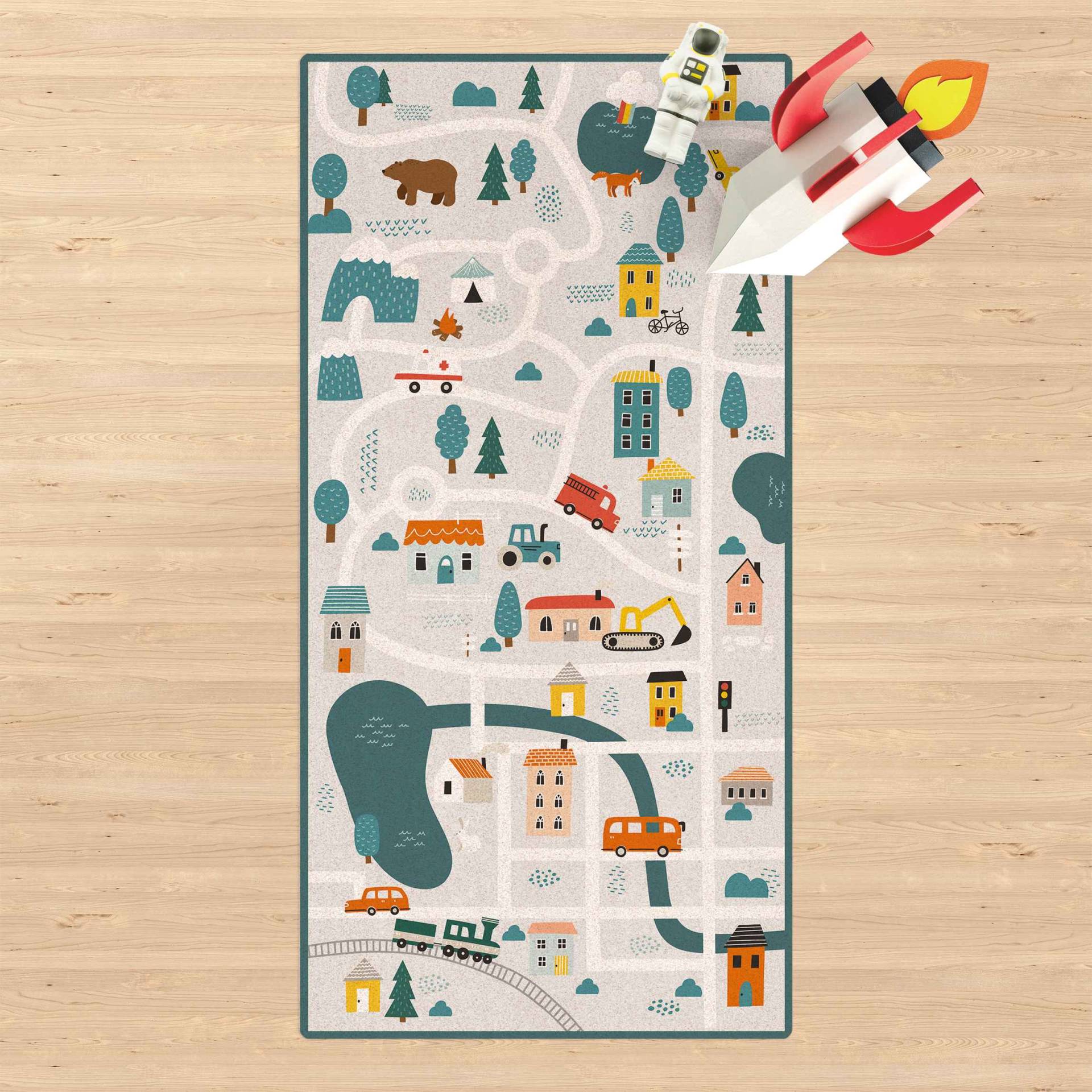 Kork-Spielteppich Kleinstadt - Von der Stadt in die Natur