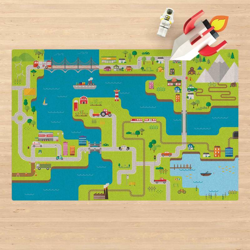 Kork-Spielteppich Straßen - Stadt Land Fluss