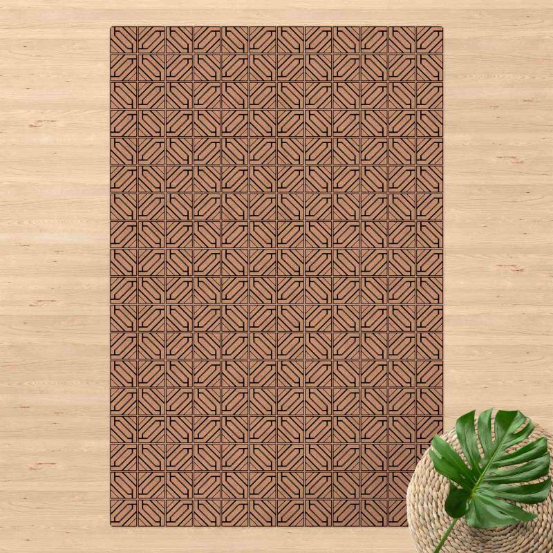 Kork-Teppich Fliesenmuster Rauten Geometrie schwarz